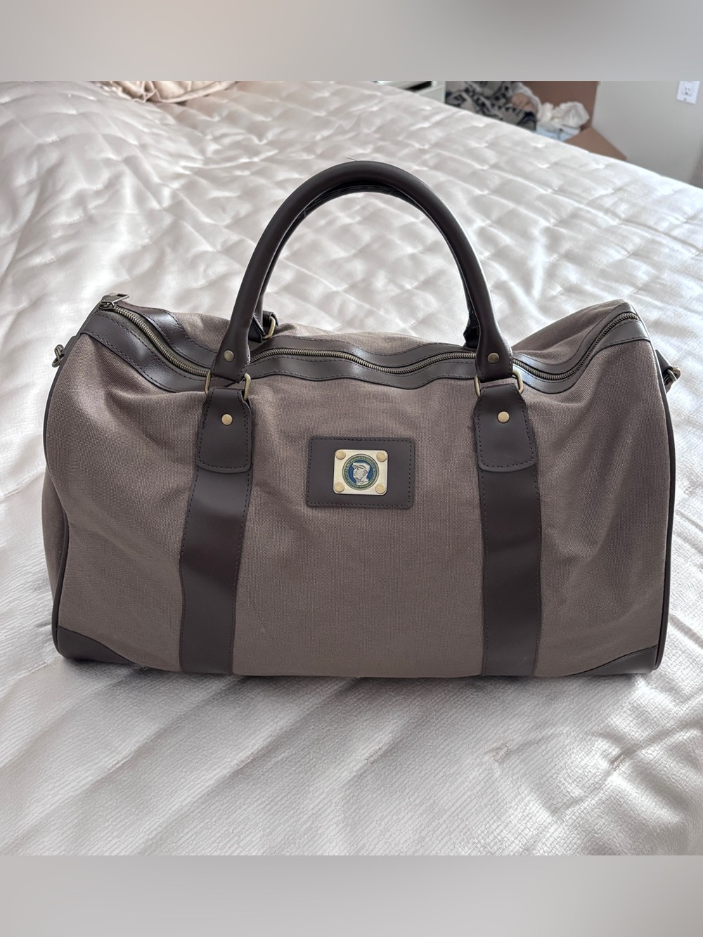 Ben Hogan Foundation Canvas Leather Weekend Duffel Travel Golf Bag Khaki Green